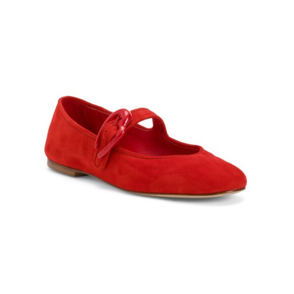 LARROUDE Scarlet Handmade In Brazil Suede Verona Ballet Flats - Picture 1 of 2